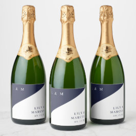 Marinblå Modern Elegant Monogram Bröllop