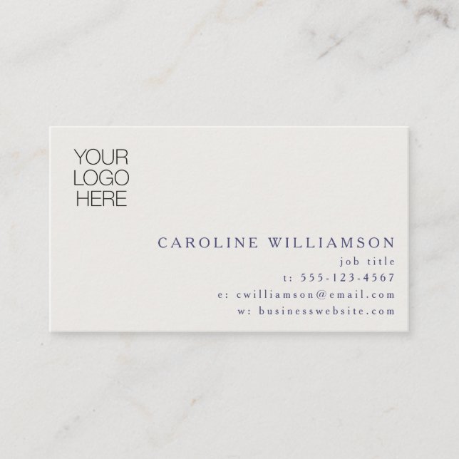 Marinblå Modern Minimal Elegant Professionell Logo Visitkort (Framsida)