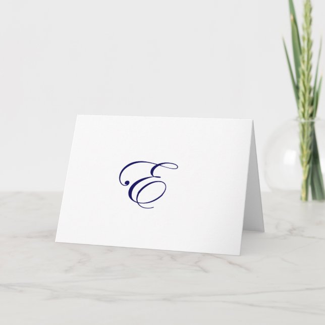 Marinblå Monogram E Anteckningskort (Framsida)