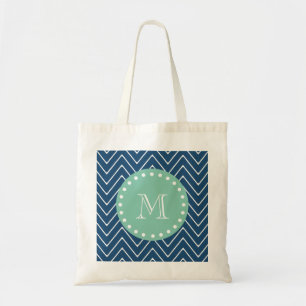 Marinblå Monogram för grönt för Mint för Tygkasse