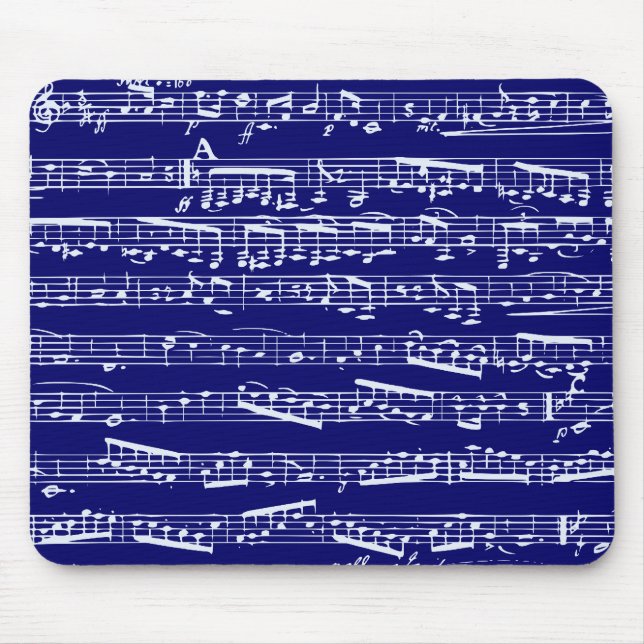 Marinblå musik noter musmatta (Framsidan)