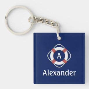 Marinblå nautisk livräddarmonogram