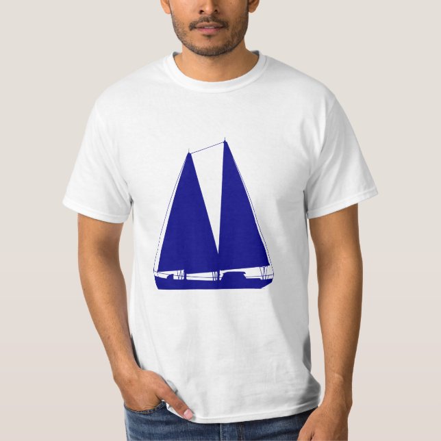 Marinblå nautisk segelbåt t-shirt (Framsida)