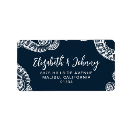 Marinblå nautiska bläckfisk returadressetiketter adressetikett