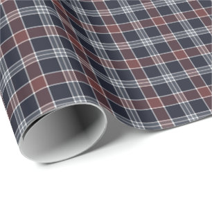 Marinblå och Burgundy plädmönster Presentpapper