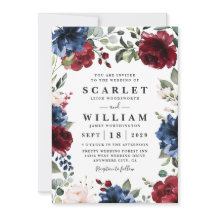 Marinblå och Burgundy rodna rosa blom- bröllop