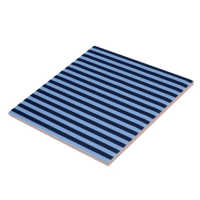 Marinblå och denimblå ränder kakelplatta (Sidan)