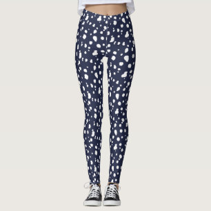 Marinblå och för vit Dalmatian tryck Leggings