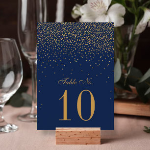 Marinblå och Glamour Guld Konfetti Bröllop Inbjudningar