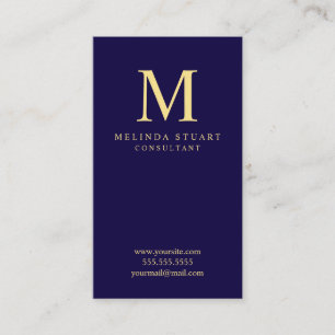 Marinblå och guld- elegant Monogram Visitkort