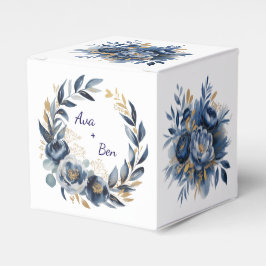 Marinblå och guld Floxblomma Bröllop Presentaskar