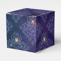 Marinblå och guld Vintage Damask