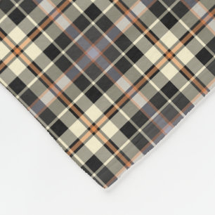 Marinblå och kräm- lantlig pläd fleecefilt