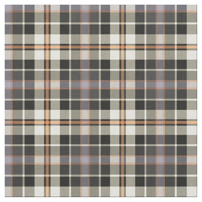 Marinblå och kräm- lantlig pläd tyg (Närbild)