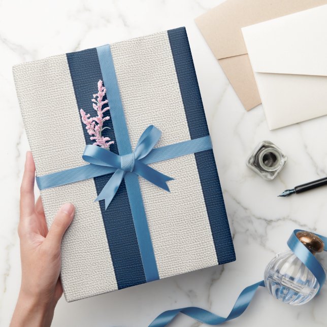  Marinblå och krämfärgad vertikal randig sömlös  Presentpapper (Gifting)