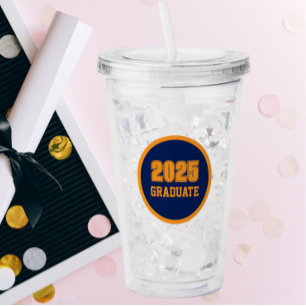 Marinblå och orange skolfärger Examensår Take Away Mugg
