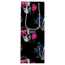 Marinblå och rosa blommiga dödskallar gotiskt bröl