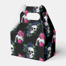 Marinblå och rosa blommiga dödskallar gotiskt bröl presentaskar