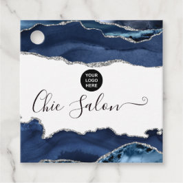 Marinblå och Silver Agate Ädelsten Gåvor Etiketter