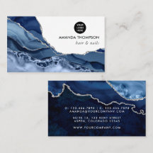 Marinblå och Silver Agate Ädelsten