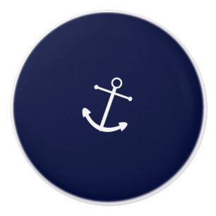 Marinblå och vit ankare nautisk byråskåp knopp