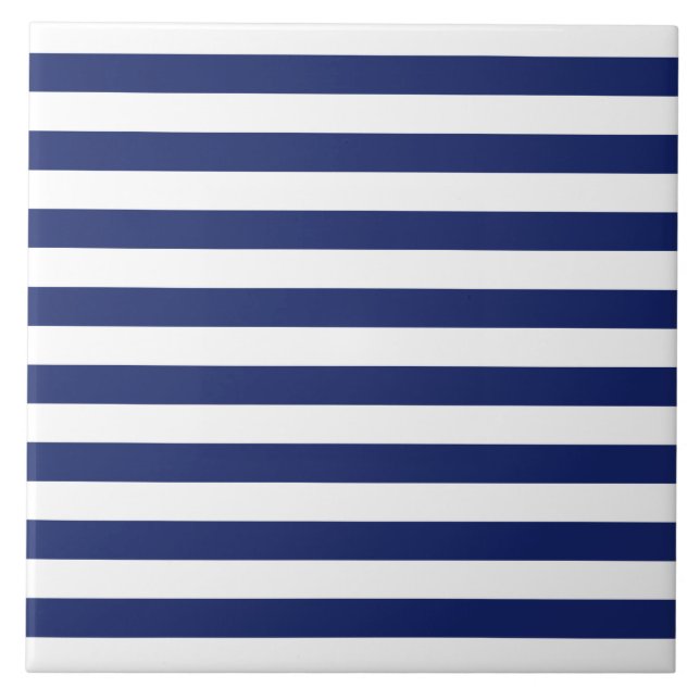 Marinblå och vitrandmönster kakelplatta (Framsidan)
