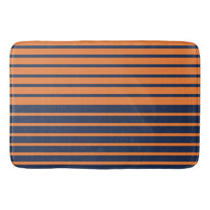 Marinblå orange horisontellt randig badrumsmatt badrumsmatta