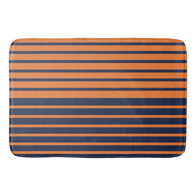 Marinblå orange horisontellt randig badrumsmatt badrumsmatta (Framsidan)