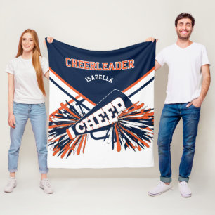 Marinblå, Orange & Vit 📣 Cheerleader Fleecefilt