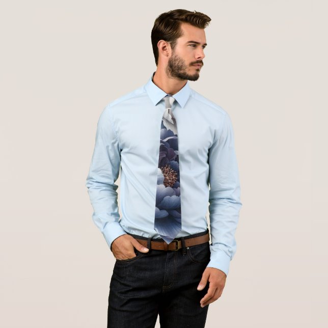 Marinblå Påskliljor & Vita Ros Bröllop Herr Slips (In Situ)