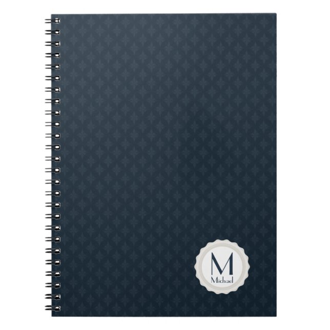 Marinblå personligMonogram för klassiker Anteckningsbok Med Spiral (Framsidan)