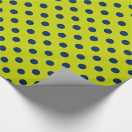 Marinblå polka dots på limefruktgrönt presentpapper