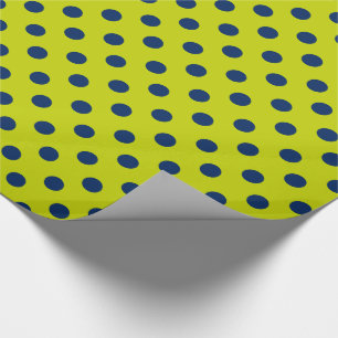 Marinblå polka dots på limefruktgrönt presentpapper