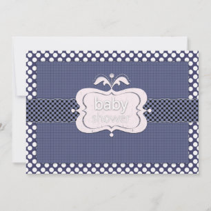 Marinblå prickiga baby shower-inbjudningar inbjudningar