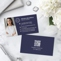 Marinblå professionell QR-kod foto logotyp
