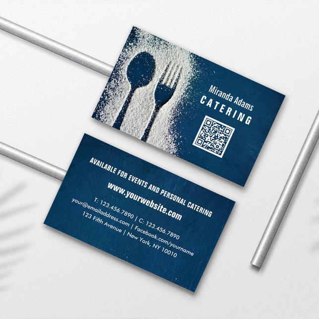 Marinblå, QR-kod, Catering, Kock, Restaurang Visitkort (Skapare uppladdad)