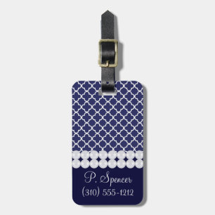 Marinblå Quatrefoil bagagemärkre Bagagebricka