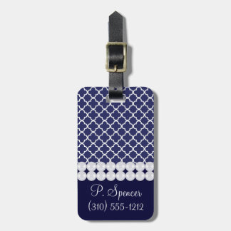 Marinblå Quatrefoil bagagemärkre Bagagebricka