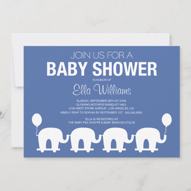 MARINBLÅ RETRO BABY SHOWERINBJUDAN FÖR CIRKUS INBJUDNINGAR (Framsida)