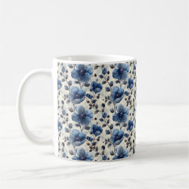Marinblå Retro Söt Vintage Elegant Chic Blomma Kaffemugg