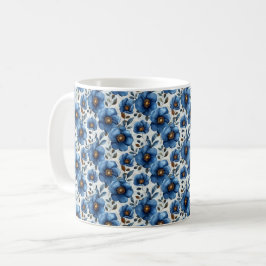 Marinblå Retro Söt Vintage Elegant Chic Blomma Kaffemugg