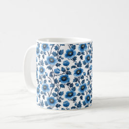 Marinblå Retro Söt Vintage Elegant Chic Blomma Kaffemugg