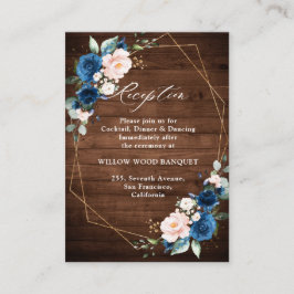 Marinblå Röda Nyanser Rustik Trä Guld Geometrisk B Tilläggskort