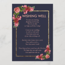 Marinblå Rosa Blommig Guld Önskebrunn