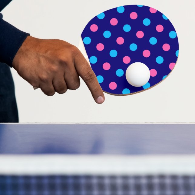 Marinblå Rosa Cyan Prickmönster Pingisracket (Insitu)
