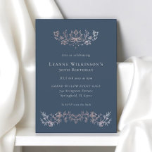 Marinblå Rosa Guld Blommig 30-års Födelsedag