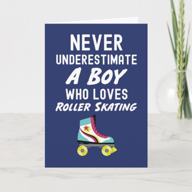 Marinblå Rullskridskokort För Små Pojkar Barn Kort (Framsida)