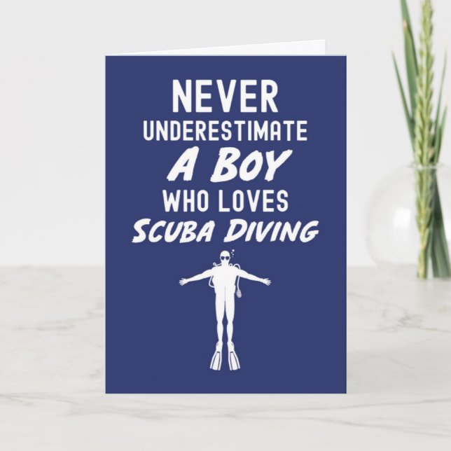 Marinblå Scuba-dykning-kort För Pojkar Dykare Ocea Kort (Framsida)