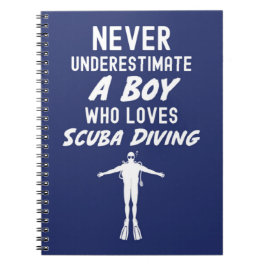 Marinblå Scuba-dykning Presenter Till Pojke Dykare Anteckningsbok