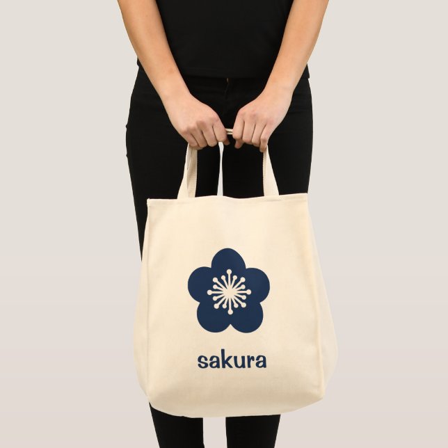 Marinblå Silhuett av Sakura Blossom Tygkasse (Framsida (produkt))